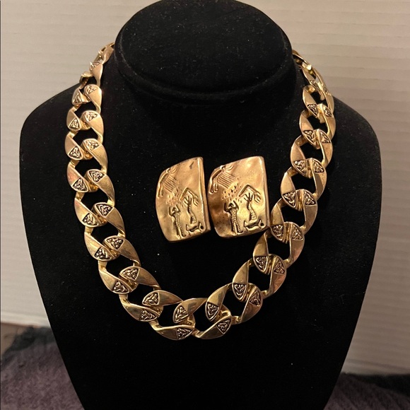 Jewelry - Gold Chain Necklace and Clip-on Earring Set